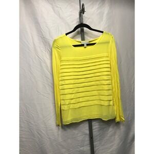Dana Buchman Yellow Sheer Striped Long Sleeve Top Women's Size Medium